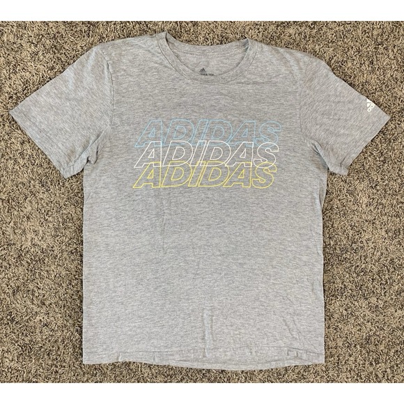 Adidas Shirt Mens Small Gray Logo Short‎ Sleeve Amplifier Tee - Picture 1 of 7